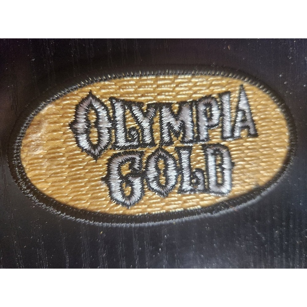 Olympia Gold Patch Embroidered Iron-On Oval Gold Black White 3.5 Inch